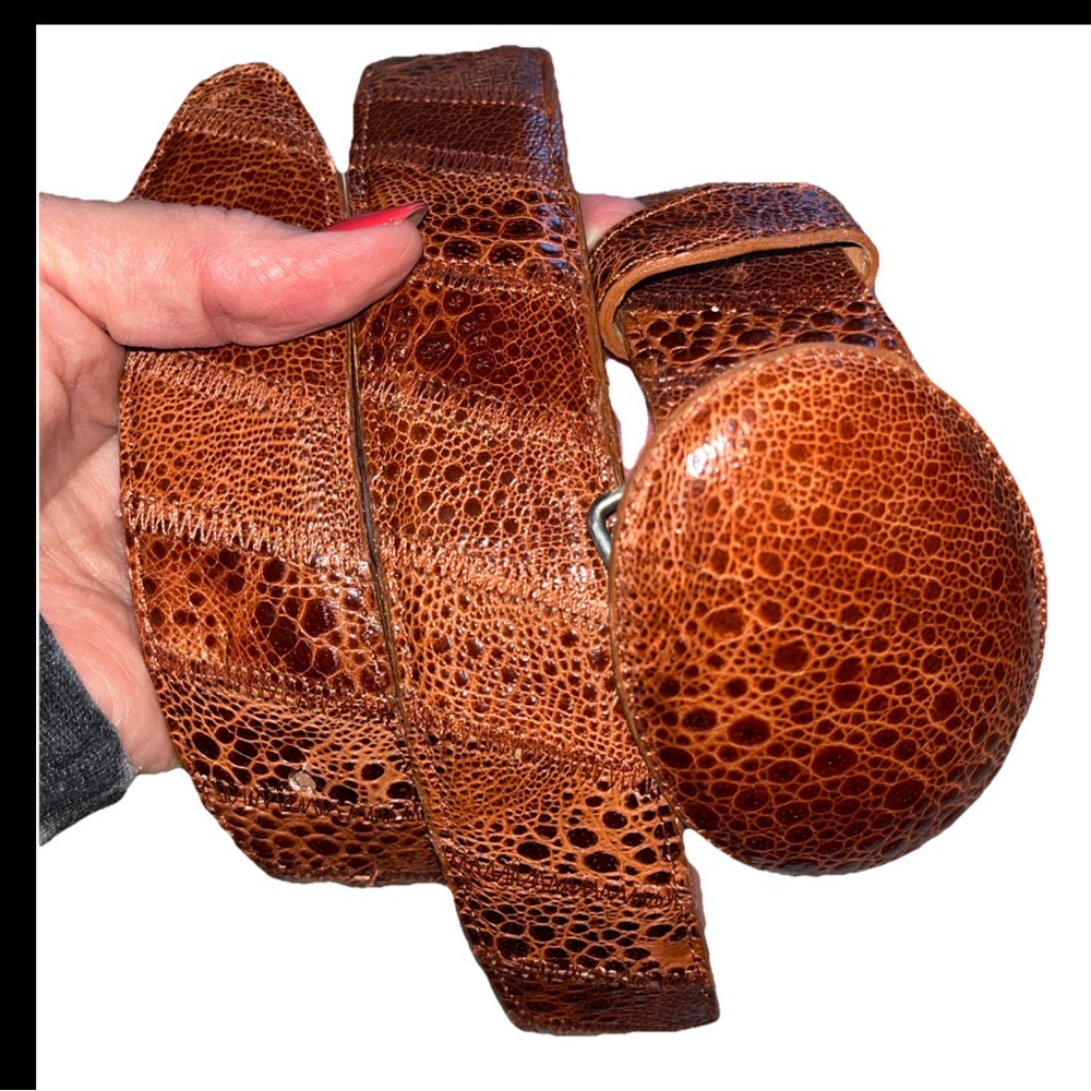 Rodeo’s Stars Brown Western Leather Belt Oval Leather Hook Buckle Cowboy Cowgirl